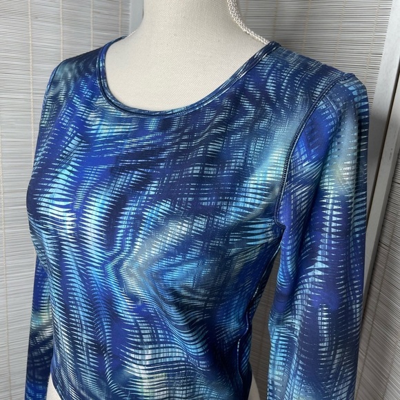 Lululemon Wunder Train Cropped Long Sleeve Shapeshifter Flux Blue Multi Size 10 - Picture 2 of 7